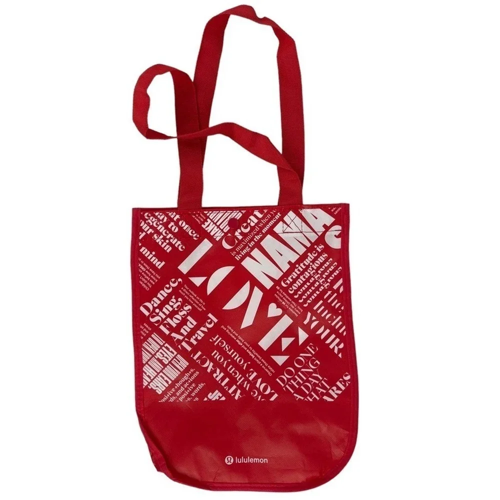 Lululemon Manifesto Dance Sing Floss and Travel Shopping Tote Bag Red White